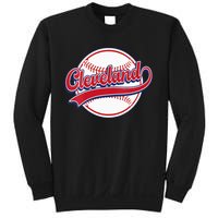 Womens Vintage Cleveland Cityscape Baseball Lover Player And Fans Sweatshirt