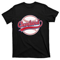 Womens Vintage Cleveland Cityscape Baseball Lover Player And Fans T-Shirt