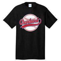 Womens Vintage Cleveland Cityscape Baseball Lover Player And Fans Tall T-Shirt