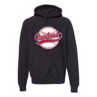 Womens Vintage Cleveland Cityscape Baseball Lover Player And Fans Premium Hoodie