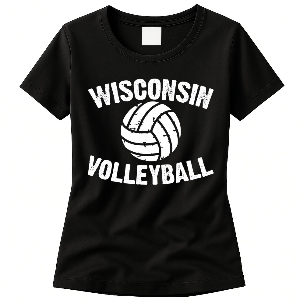 Wisconsin Volleyball Classic Style Vintage Distressed Womens T-Shirt