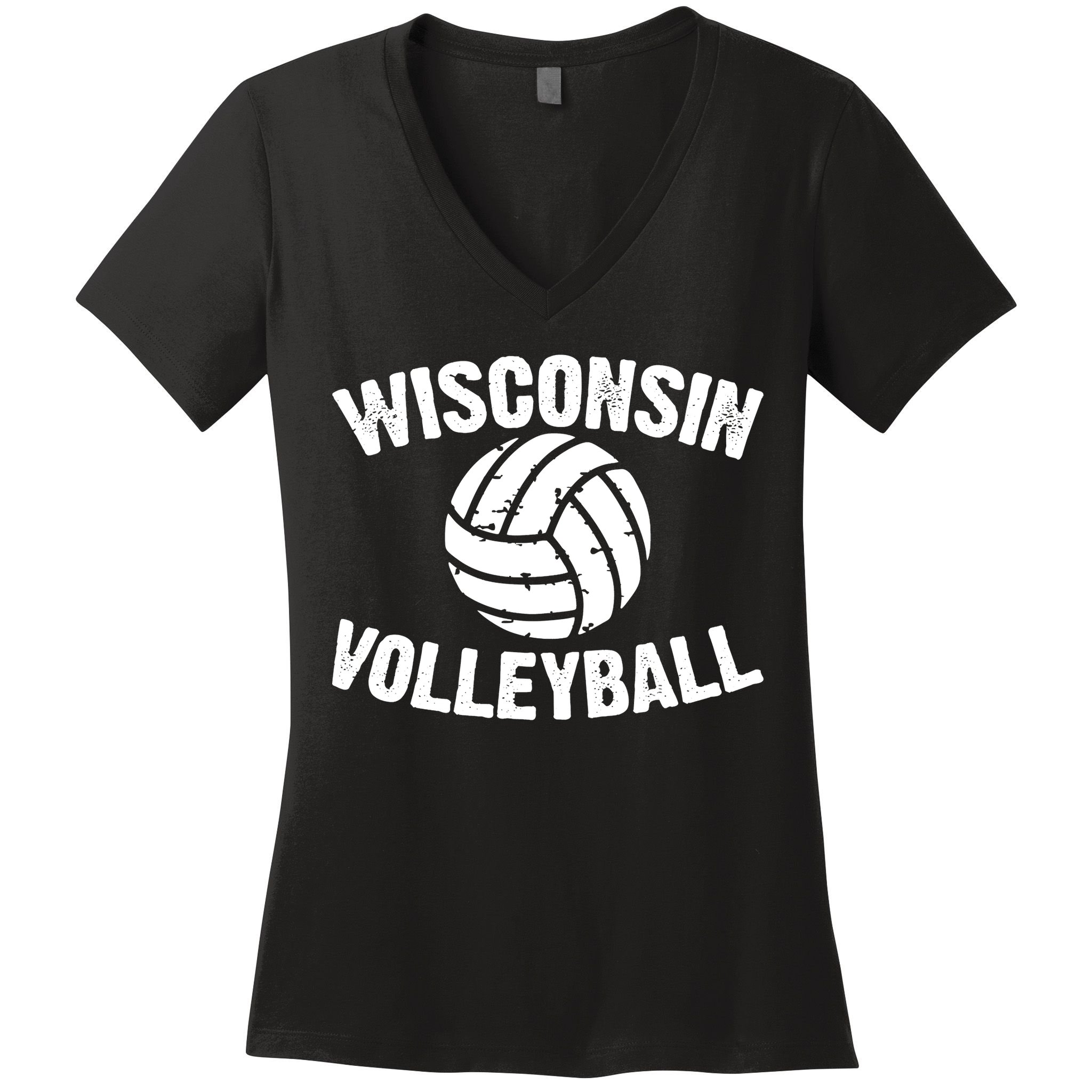 Wisconsin Volleyball Classic Style Vintage Distressed Women's V-Neck T-Shirt