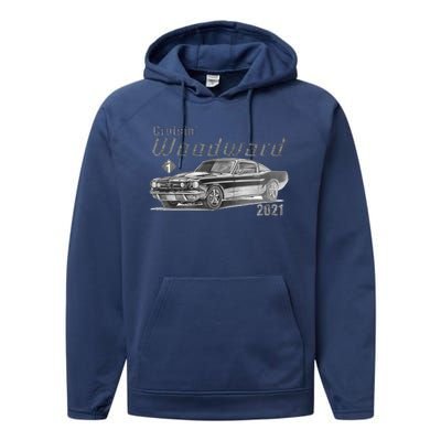 Woodward Vintage Classic Cruisin M1 Car Cruise Performance Fleece Hoodie