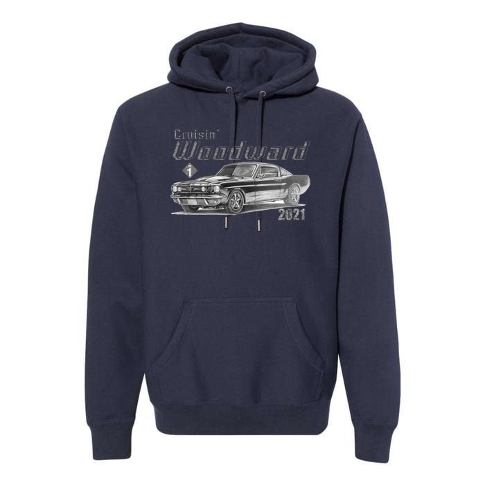 Woodward Vintage Classic Cruisin M1 Car Cruise Premium Hoodie