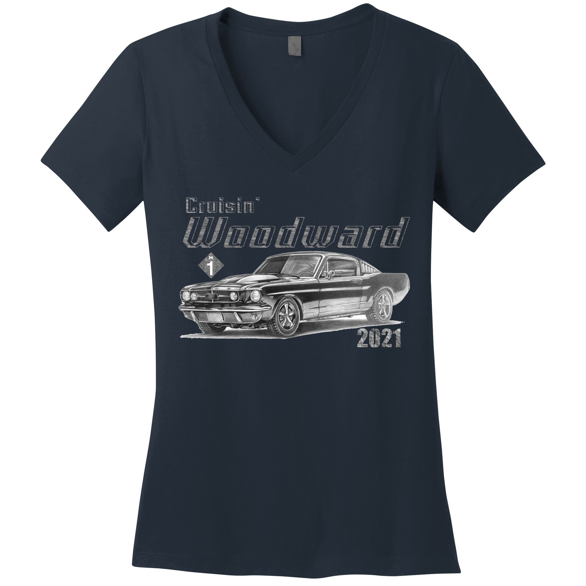 Woodward Vintage Classic Cruisin M1 Car Cruise Women's V-Neck T-Shirt
