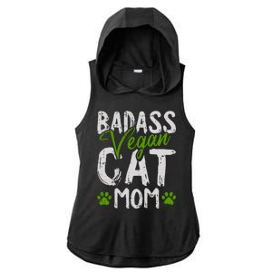 Womens Vegan Cat Mom MothersDay Badass Mama Paw Print Kitten Lover Ladies PosiCharge Tri-Blend Wicking Draft Hoodie Tank