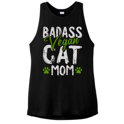 Womens Vegan Cat Mom MothersDay Badass Mama Paw Print Kitten Lover Ladies PosiCharge Tri-Blend Wicking Tank