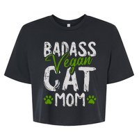 Womens Vegan Cat Mom MothersDay Badass Mama Paw Print Kitten Lover Bella+Canvas Jersey Crop Tee