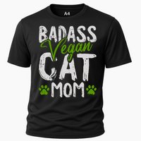 Womens Vegan Cat Mom MothersDay Badass Mama Paw Print Kitten Lover Cooling Performance Crew T-Shirt