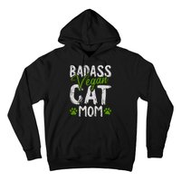 Womens Vegan Cat Mom MothersDay Badass Mama Paw Print Kitten Lover Hoodie