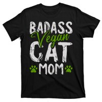 Womens Vegan Cat Mom MothersDay Badass Mama Paw Print Kitten Lover T-Shirt