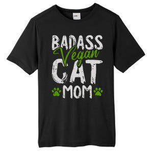 Womens Vegan Cat Mom MothersDay Badass Mama Paw Print Kitten Lover Tall Fusion ChromaSoft Performance T-Shirt