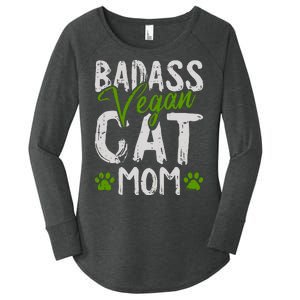 Womens Vegan Cat Mom MothersDay Badass Mama Paw Print Kitten Lover Women's Perfect Tri Tunic Long Sleeve Shirt