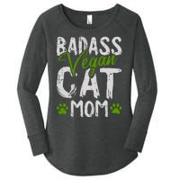 Womens Vegan Cat Mom MothersDay Badass Mama Paw Print Kitten Lover Women's Perfect Tri Tunic Long Sleeve Shirt