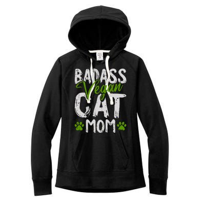 Womens Vegan Cat Mom MothersDay Badass Mama Paw Print Kitten Lover Women's Fleece Hoodie