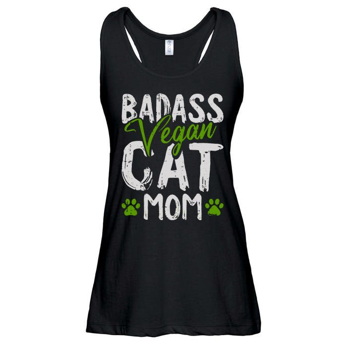 Womens Vegan Cat Mom MothersDay Badass Mama Paw Print Kitten Lover Ladies Essential Flowy Tank