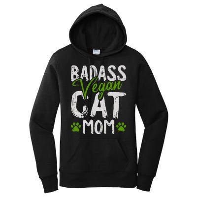 Womens Vegan Cat Mom MothersDay Badass Mama Paw Print Kitten Lover Women's Pullover Hoodie