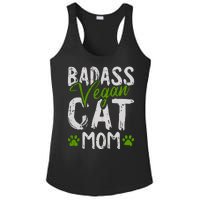 Womens Vegan Cat Mom MothersDay Badass Mama Paw Print Kitten Lover Ladies PosiCharge Competitor Racerback Tank