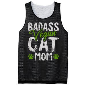 Womens Vegan Cat Mom MothersDay Badass Mama Paw Print Kitten Lover Mesh Reversible Basketball Jersey Tank