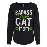 Womens Vegan Cat Mom MothersDay Badass Mama Paw Print Kitten Lover Womens California Wash Sweatshirt