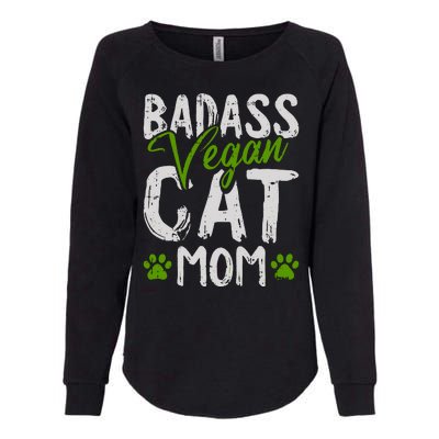 Womens Vegan Cat Mom MothersDay Badass Mama Paw Print Kitten Lover Womens California Wash Sweatshirt