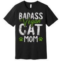 Womens Vegan Cat Mom MothersDay Badass Mama Paw Print Kitten Lover Premium T-Shirt