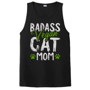 Womens Vegan Cat Mom MothersDay Badass Mama Paw Print Kitten Lover PosiCharge Competitor Tank