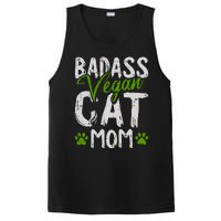 Womens Vegan Cat Mom MothersDay Badass Mama Paw Print Kitten Lover PosiCharge Competitor Tank