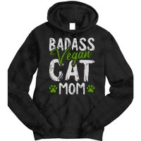 Womens Vegan Cat Mom MothersDay Badass Mama Paw Print Kitten Lover Tie Dye Hoodie