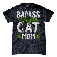 Womens Vegan Cat Mom MothersDay Badass Mama Paw Print Kitten Lover Tie-Dye T-Shirt