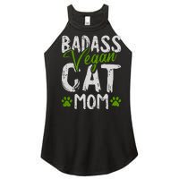 Womens Vegan Cat Mom MothersDay Badass Mama Paw Print Kitten Lover Women's Perfect Tri Rocker Tank