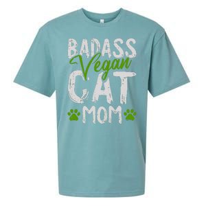 Womens Vegan Cat Mom MothersDay Badass Mama Paw Print Kitten Lover Sueded Cloud Jersey T-Shirt