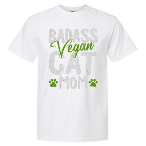 Womens Vegan Cat Mom MothersDay Badass Mama Paw Print Kitten Lover Garment-Dyed Heavyweight T-Shirt