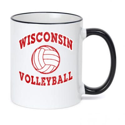 Wisconsin Volleyball Classic Style Vintage Distressed Meaningful Gift 11oz Black Color Changing Mug