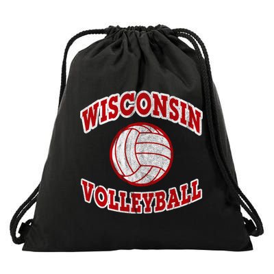 Wisconsin Volleyball Classic Style Vintage Distressed Meaningful Gift Drawstring Bag