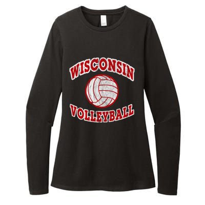 Wisconsin Volleyball Classic Style Vintage Distressed Meaningful Gift Womens CVC Long Sleeve Shirt