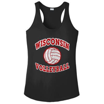 Wisconsin Volleyball Classic Style Vintage Distressed Meaningful Gift Ladies PosiCharge Competitor Racerback Tank