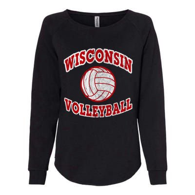 Wisconsin Volleyball Classic Style Vintage Distressed Meaningful Gift Womens California Wash Sweatshirt