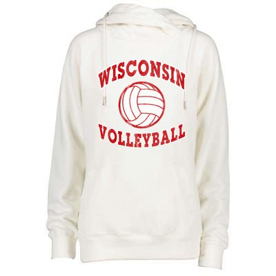 Wisconsin Volleyball Classic Style Vintage Distressed Meaningful Gift Womens Funnel Neck Pullover Hood