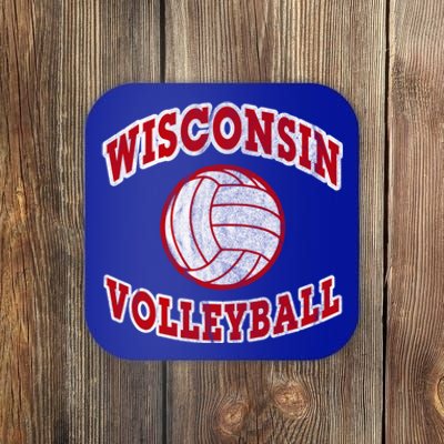 Wisconsin Volleyball Classic Style Vintage Distressed Meaningful Gift Coaster