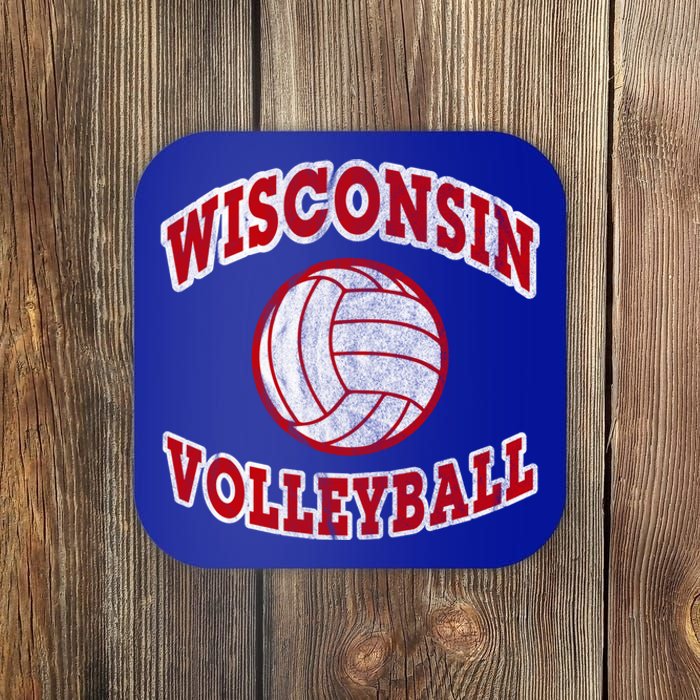 Wisconsin Volleyball Classic Style Vintage Distressed Meaningful Gift Coaster