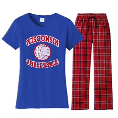 Wisconsin Volleyball Classic Style Vintage Distressed Meaningful Gift Women's Flannel Pajama Set