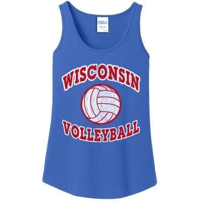 Wisconsin Volleyball Classic Style Vintage Distressed Meaningful Gift Ladies Essential Tank