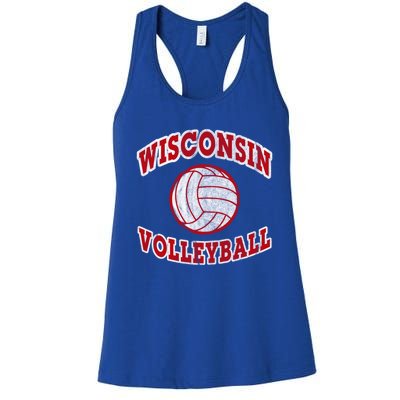 Wisconsin Volleyball Classic Style Vintage Distressed Meaningful Gift Women's Racerback Tank