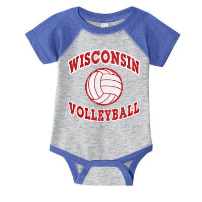 Wisconsin Volleyball Classic Style Vintage Distressed Meaningful Gift Infant Baby Jersey Bodysuit