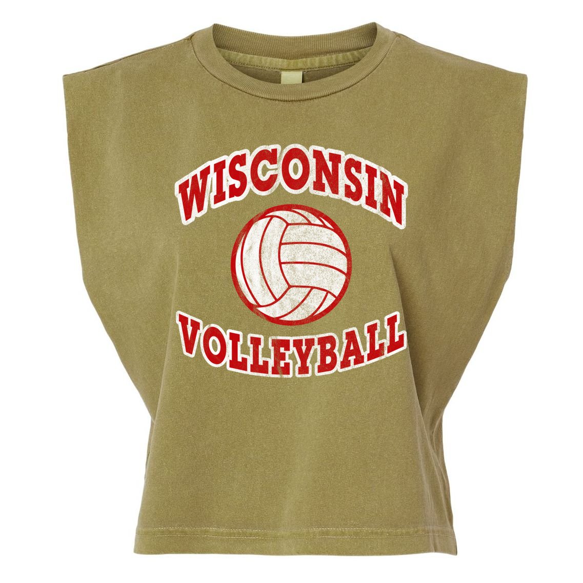 Wisconsin Volleyball Classic Style Vintage Distressed Meaningful Gift Garment-Dyed Women's Muscle Tee