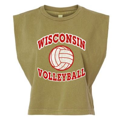 Wisconsin Volleyball Classic Style Vintage Distressed Meaningful Gift Garment-Dyed Women's Muscle Tee