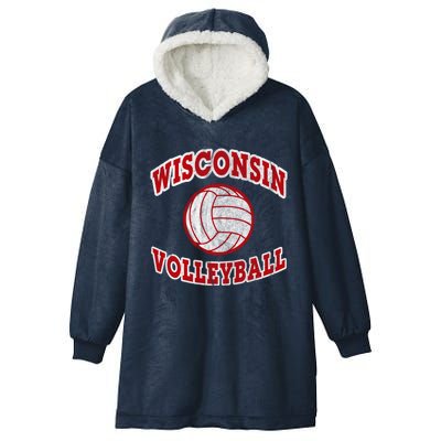 Wisconsin Volleyball Classic Style Vintage Distressed Meaningful Gift Hooded Wearable Blanket