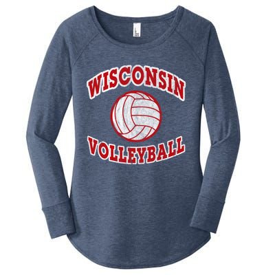 Wisconsin Volleyball Classic Style Vintage Distressed Meaningful Gift Women's Perfect Tri Tunic Long Sleeve Shirt