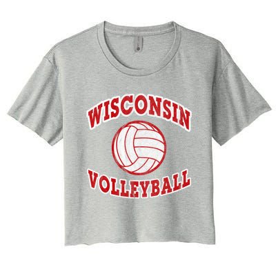 Wisconsin Volleyball Classic Style Vintage Distressed Meaningful Gift Women's Crop Top Tee